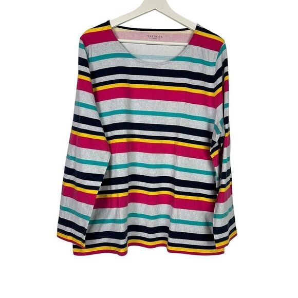Talbots Womens 2X Striped Round Neck Cotton Top - Picture 2 of 5